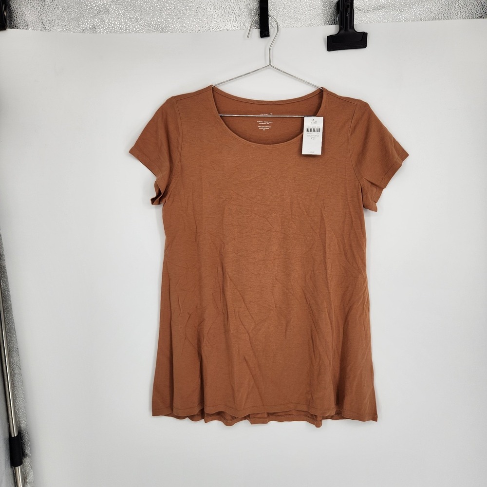 J. Jill Pure Jill XS Smoky Topaz Scoop Neck Elliptical Tee NWT 100% Cotton